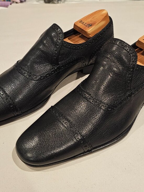 Bally Men\'s Loafers 8.5 Black Leather Danube Slip On Dress Shoes Luxury main image 5